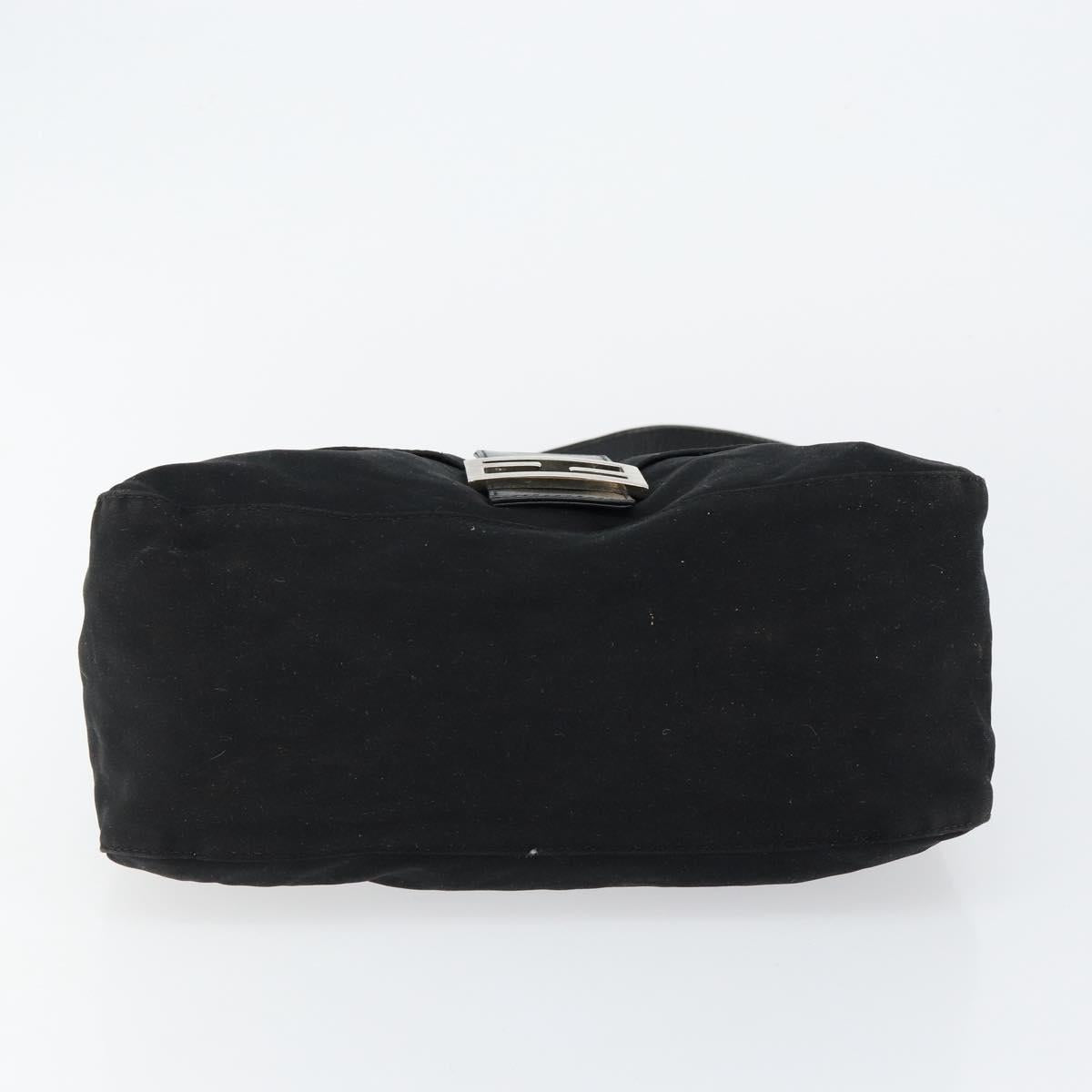 FENDI Mamma Baguette Shoulder Bag Nylon Black Silver Auth 146480