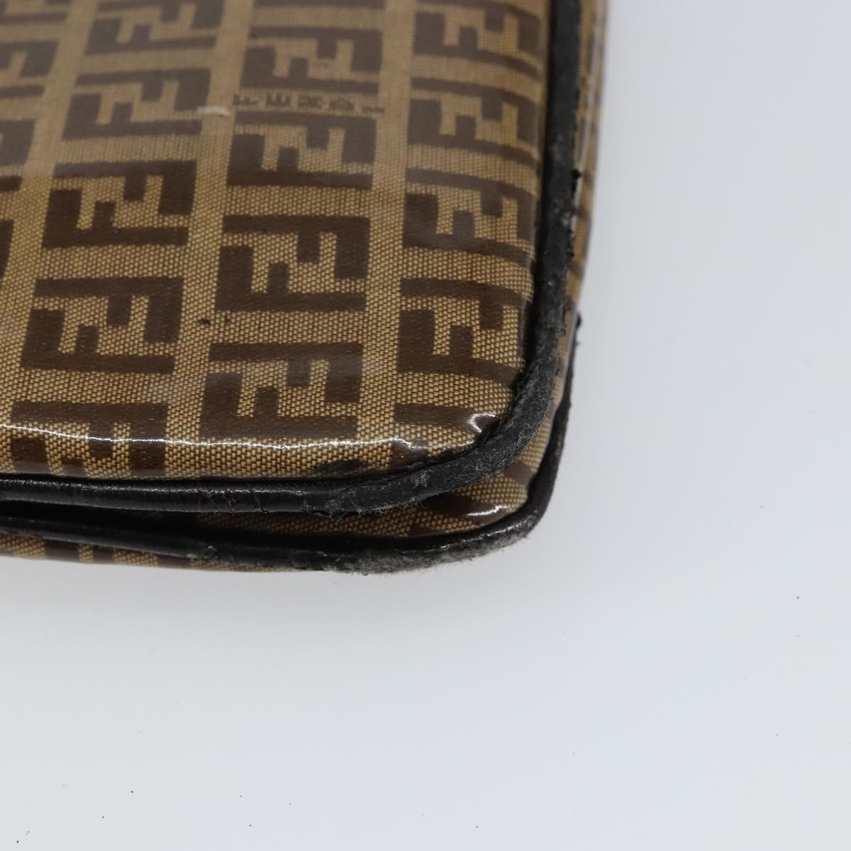 FENDI Zucchino Canvas Mamma Baguette Shoulder Bag Enamel Beige Gold Auth 146481