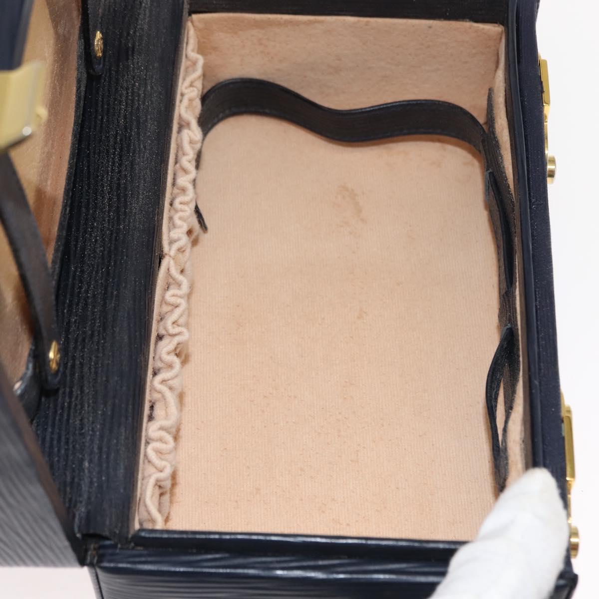 FENDI Pecan Canvas Hand Bag PVC Navy Gold Auth 146482