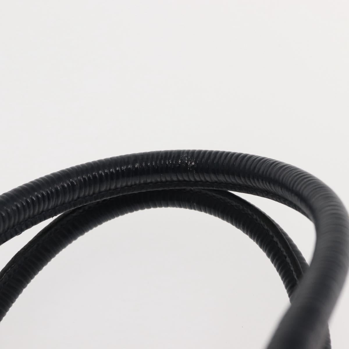 FENDI Pecan Canvas Hand Bag PVC Navy Gold Auth 146482