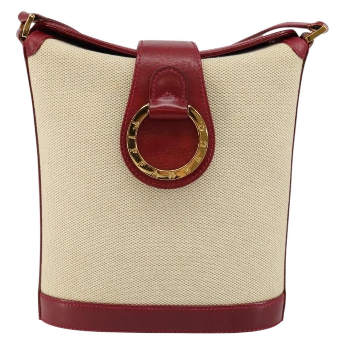 TIFFANY&Co. Shoulder Bag Canvas Beige Gold Auth 146483