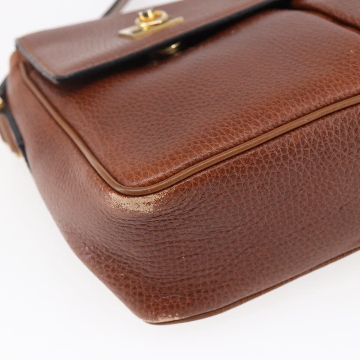 CELINE Shoulder Bag Leather Brown Auth 146484