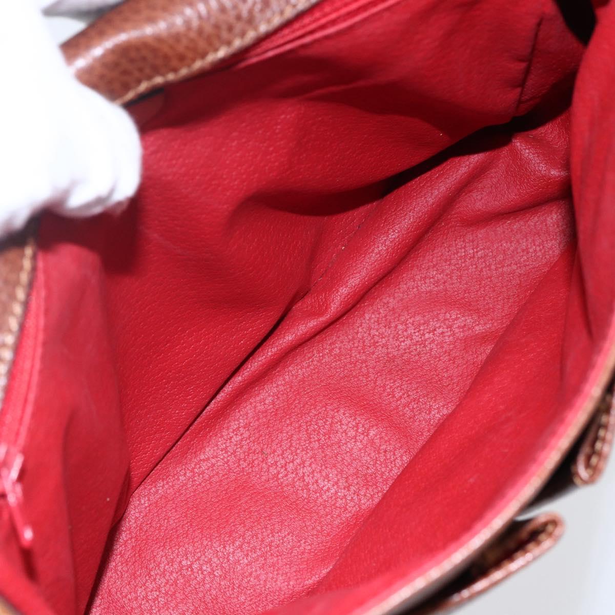 CELINE Shoulder Bag Leather Brown Auth 146484