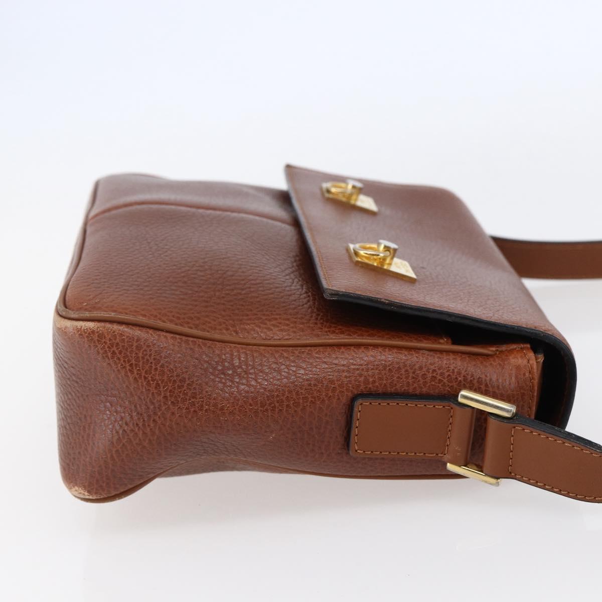 CELINE Shoulder Bag Leather Brown Auth 146484