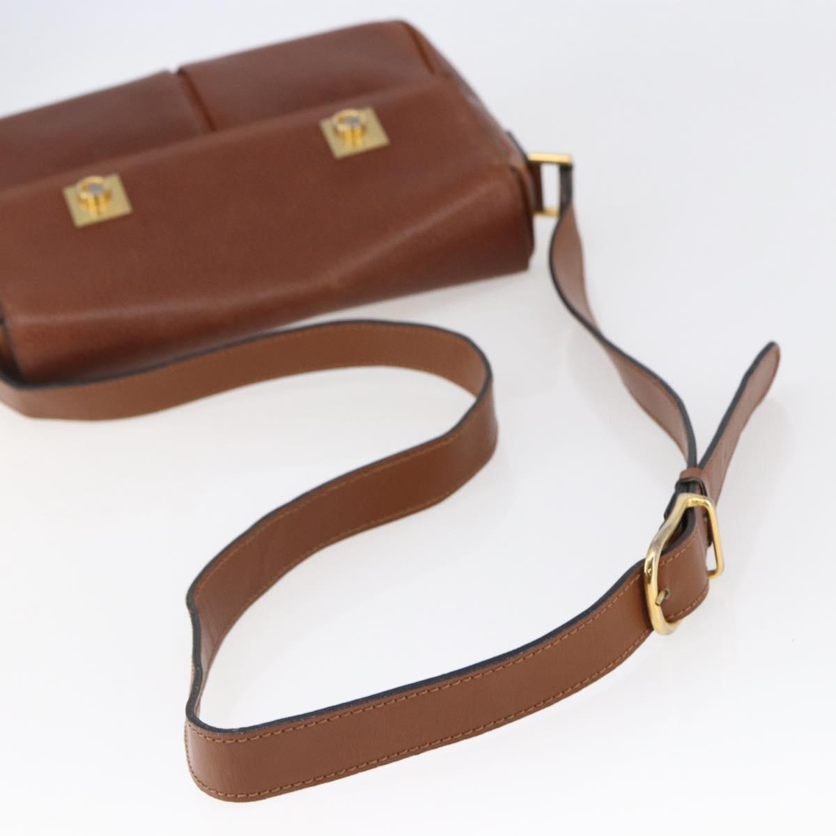 CELINE Shoulder Bag Leather Brown Auth 146484