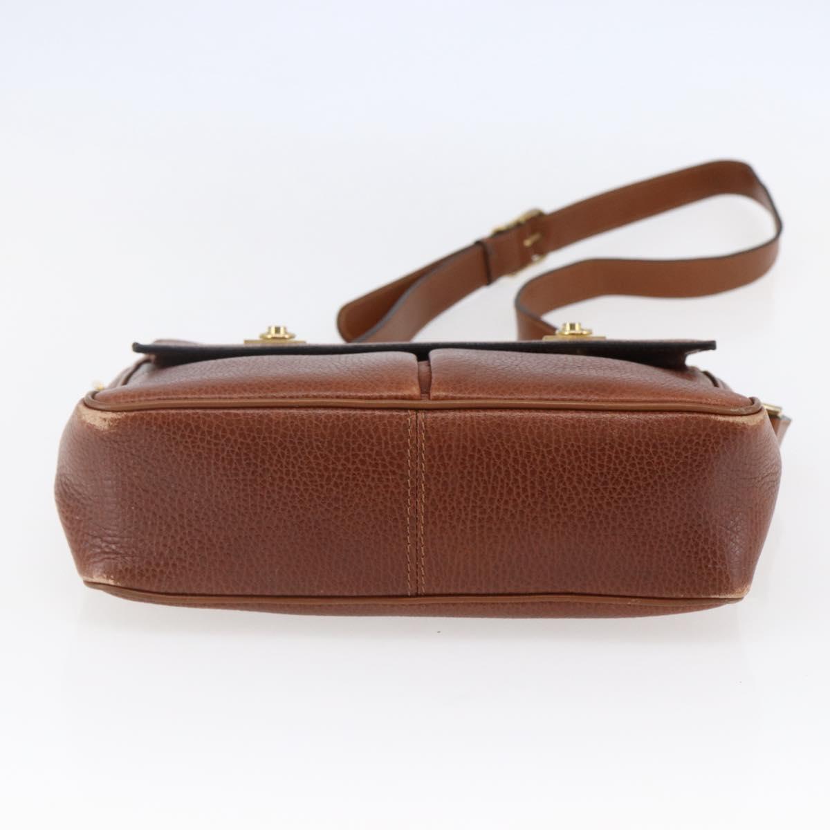 CELINE Shoulder Bag Leather Brown Auth 146484