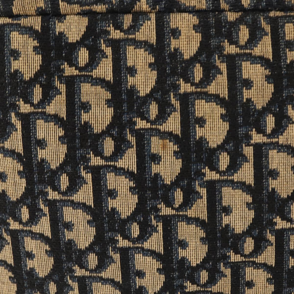 Christian Dior Trotter Canvas Shoulder Bag Navy Gold Auth 146485