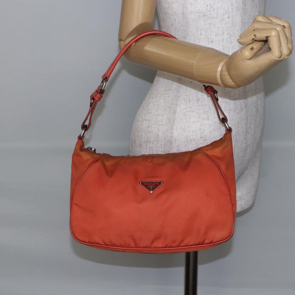 PRADA Shoulder Bag Nylon Orange Auth 146486