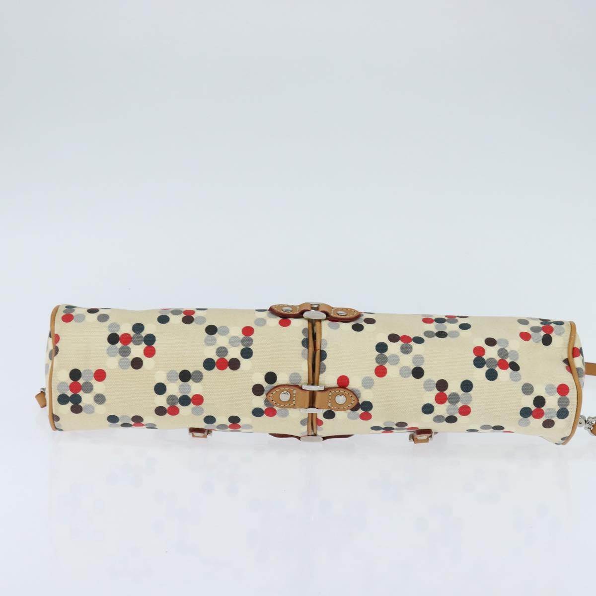 BURBERRY Hand Bag Canvas 2way Beige Silver Auth 146487