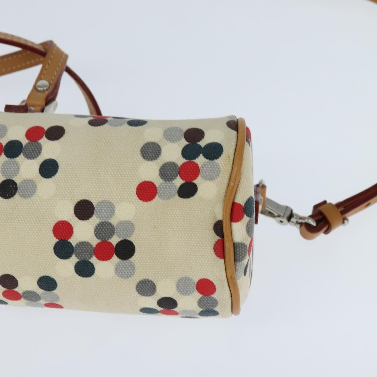 BURBERRY Hand Bag Canvas 2way Beige Silver Auth 146487