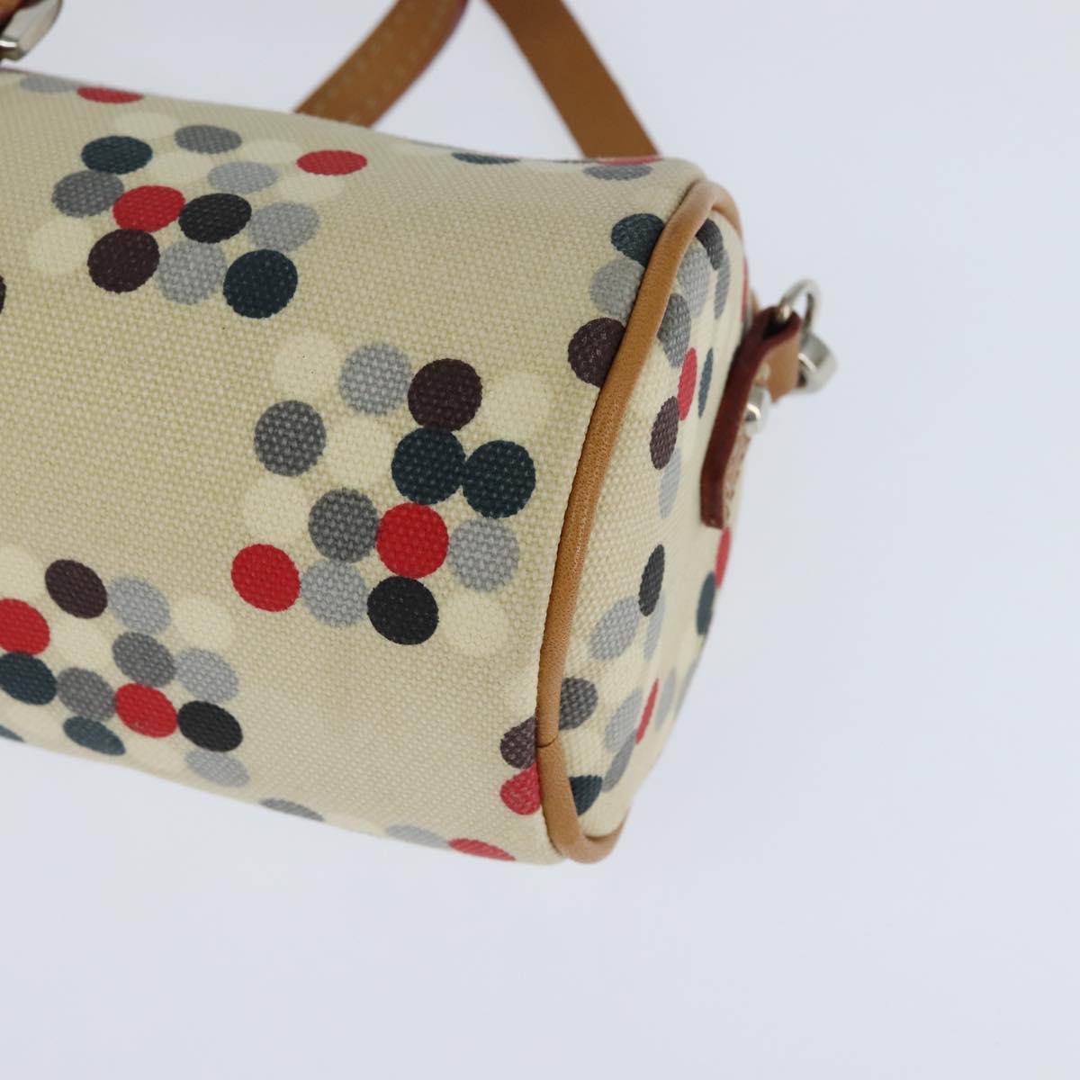 BURBERRY Hand Bag Canvas 2way Beige Silver Auth 146487