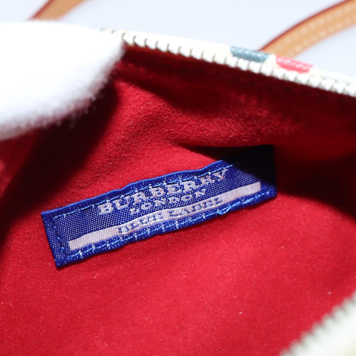 BURBERRY Hand Bag Canvas 2way Beige Silver Auth 146487