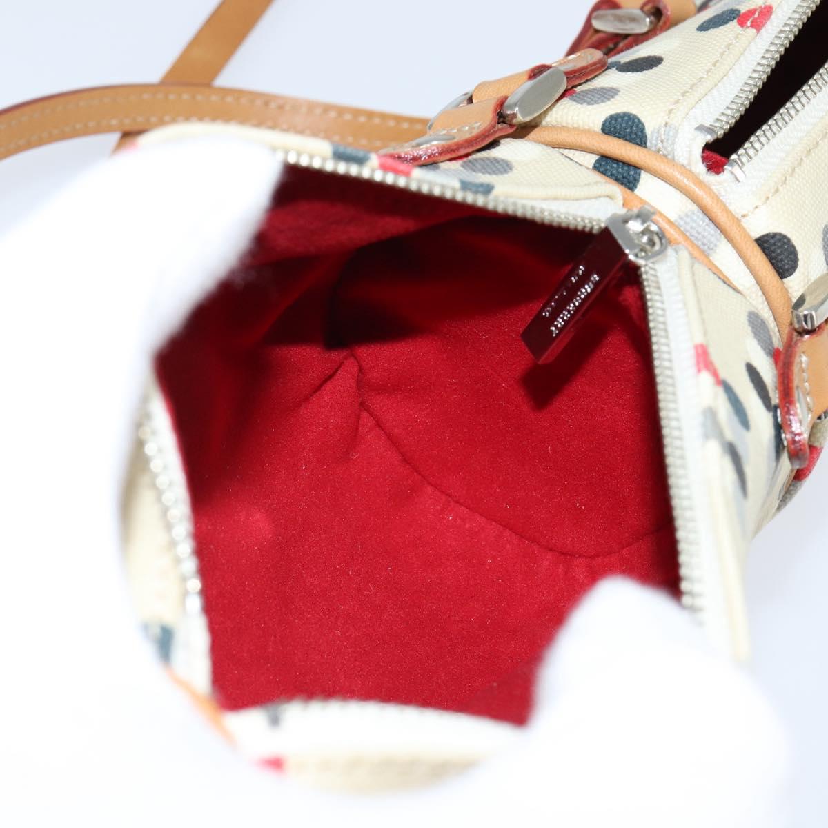 BURBERRY Hand Bag Canvas 2way Beige Silver Auth 146487