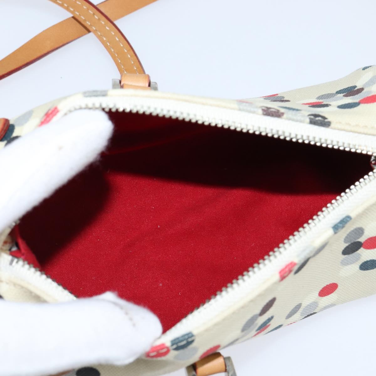 BURBERRY Hand Bag Canvas 2way Beige Silver Auth 146487