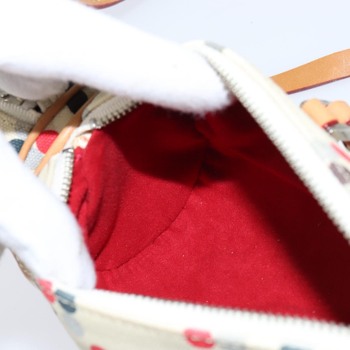 BURBERRY Hand Bag Canvas 2way Beige Silver Auth 146487