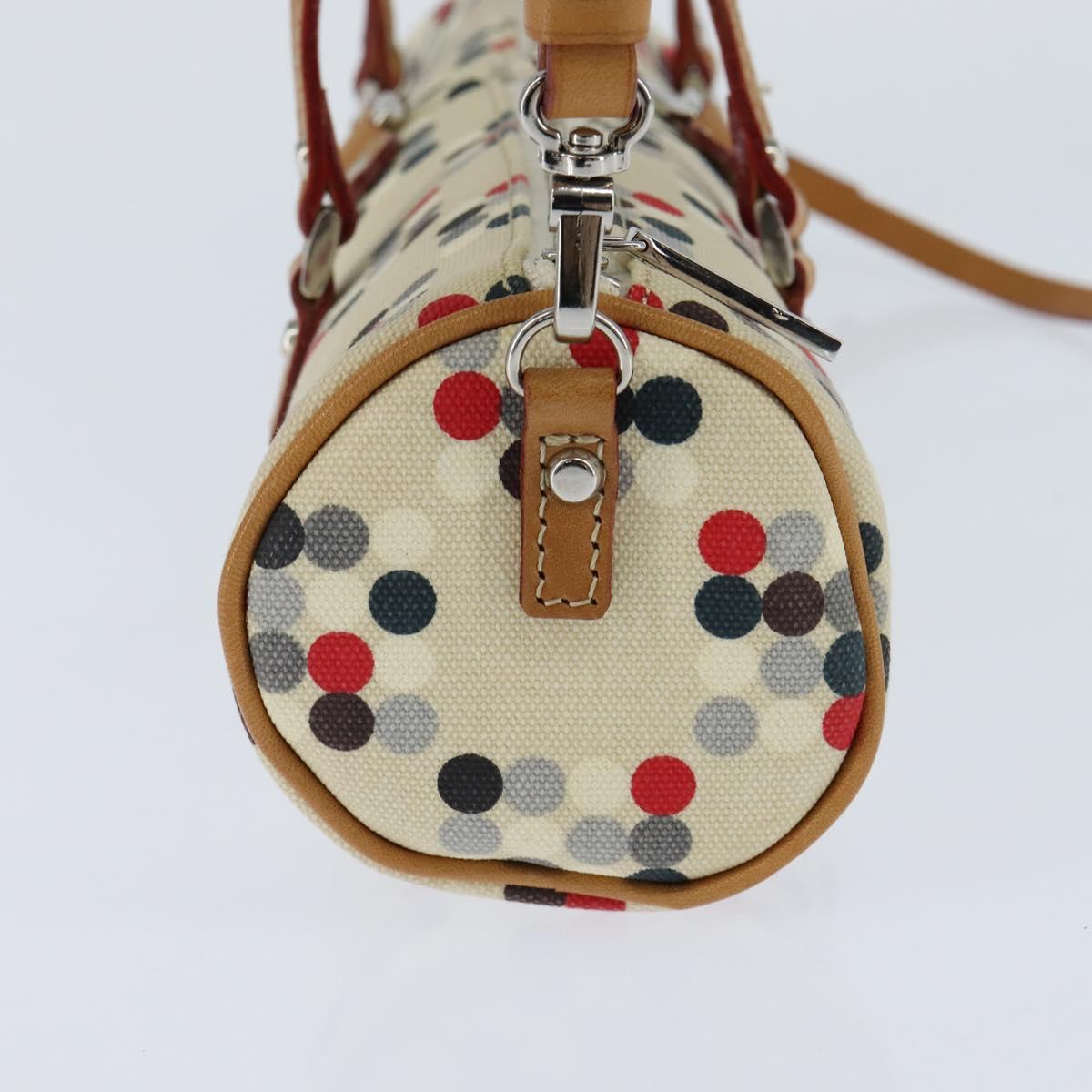 BURBERRY Hand Bag Canvas 2way Beige Silver Auth 146487