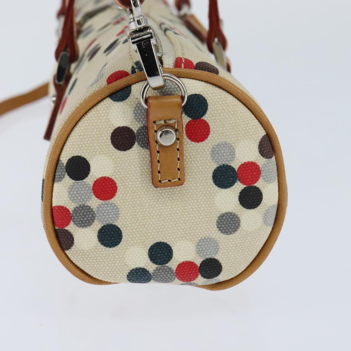 BURBERRY Hand Bag Canvas 2way Beige Silver Auth 146487