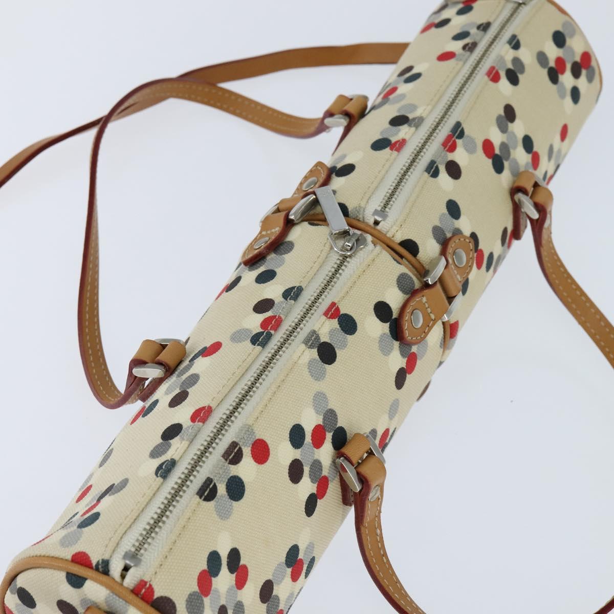 BURBERRY Hand Bag Canvas 2way Beige Silver Auth 146487