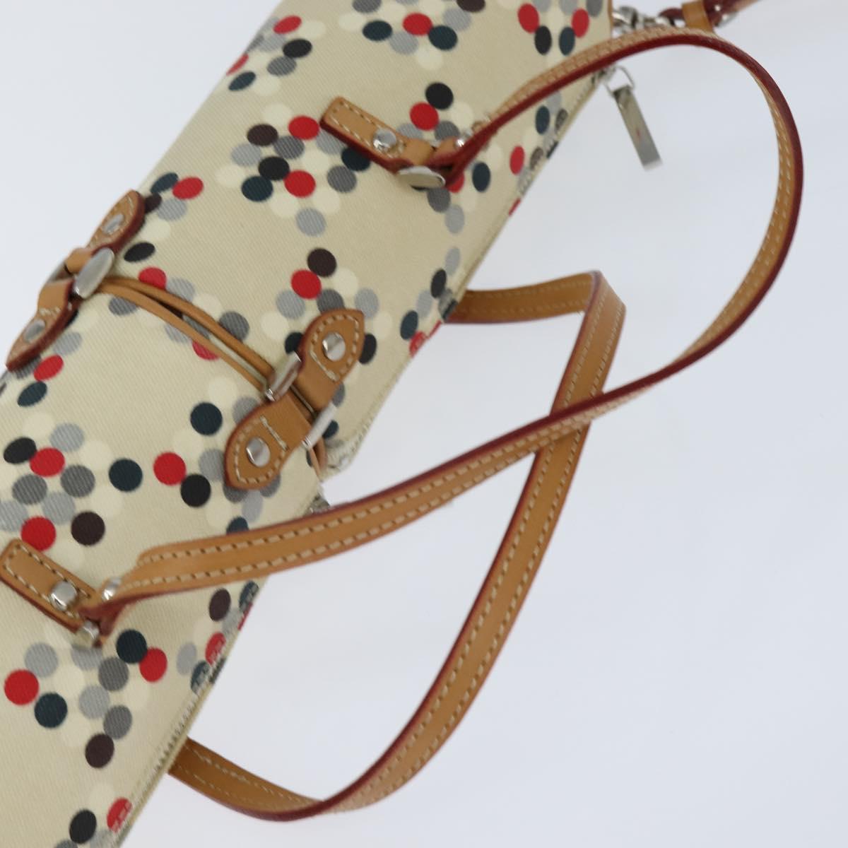 BURBERRY Hand Bag Canvas 2way Beige Silver Auth 146487