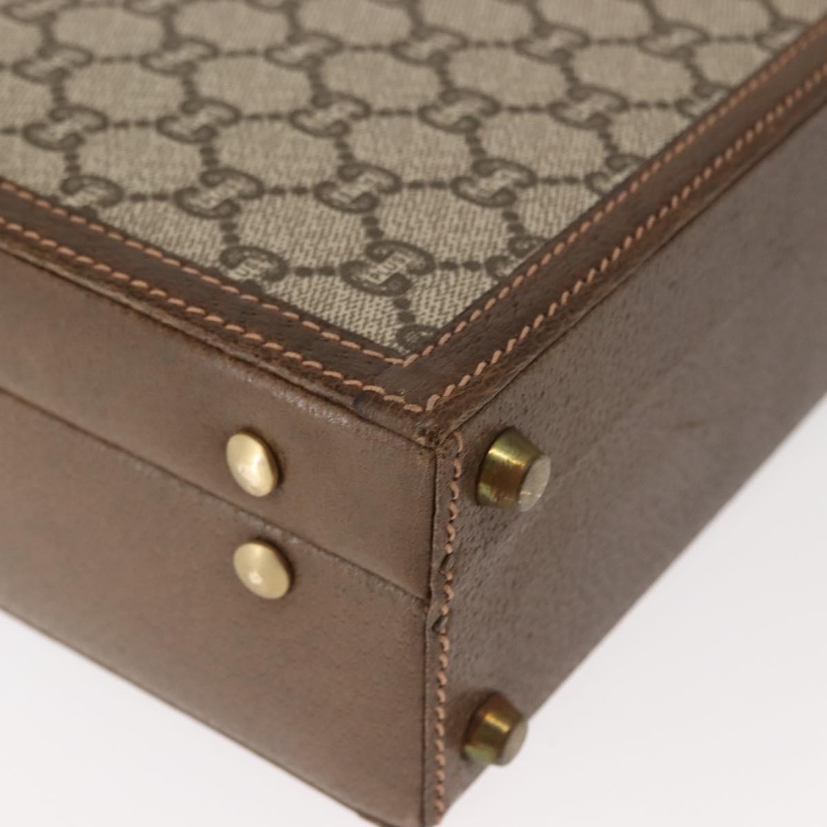 GUCCI GG Plus Supreme Attache Case PVC Beige Gold Auth 146488
