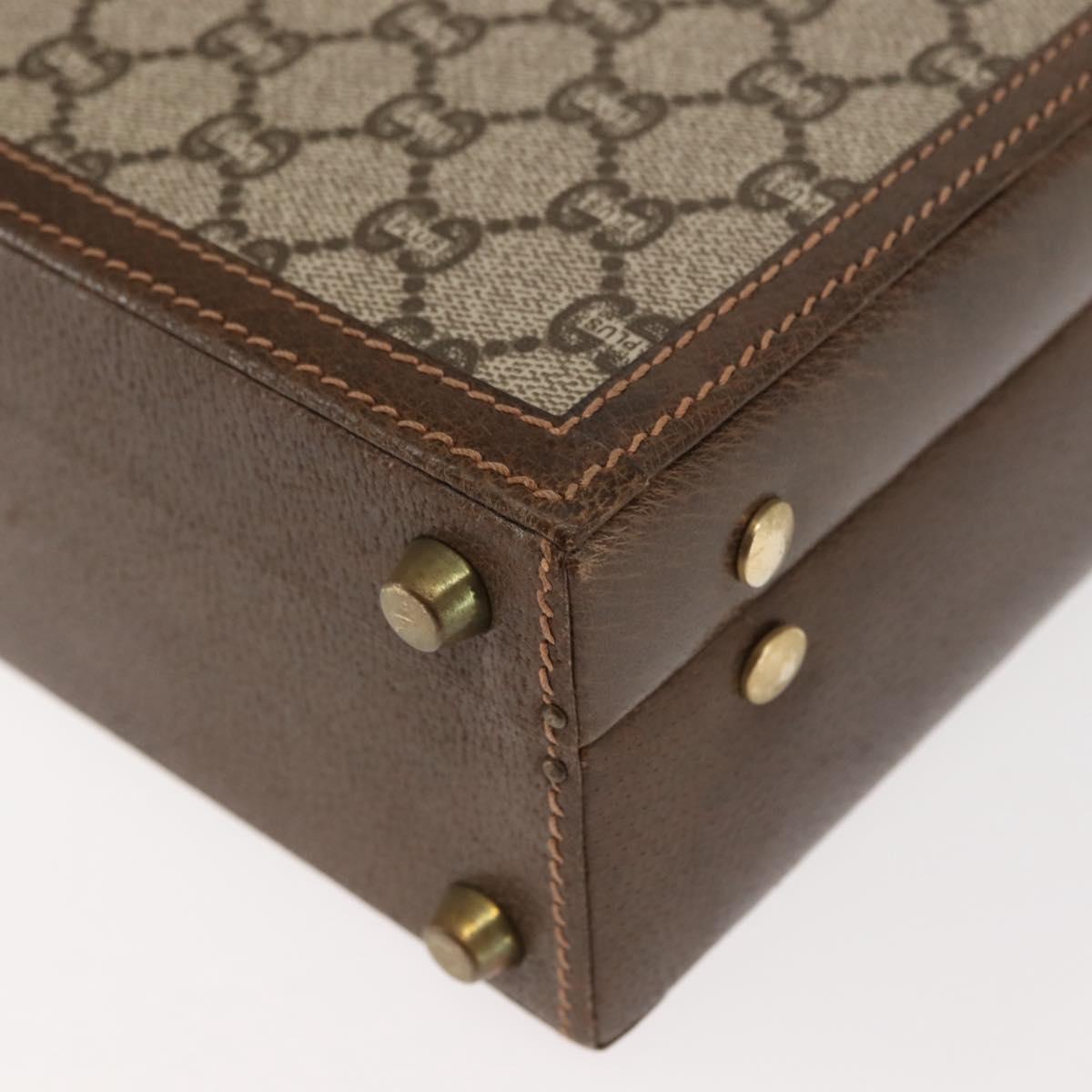 GUCCI GG Plus Supreme Attache Case PVC Beige Gold Auth 146488