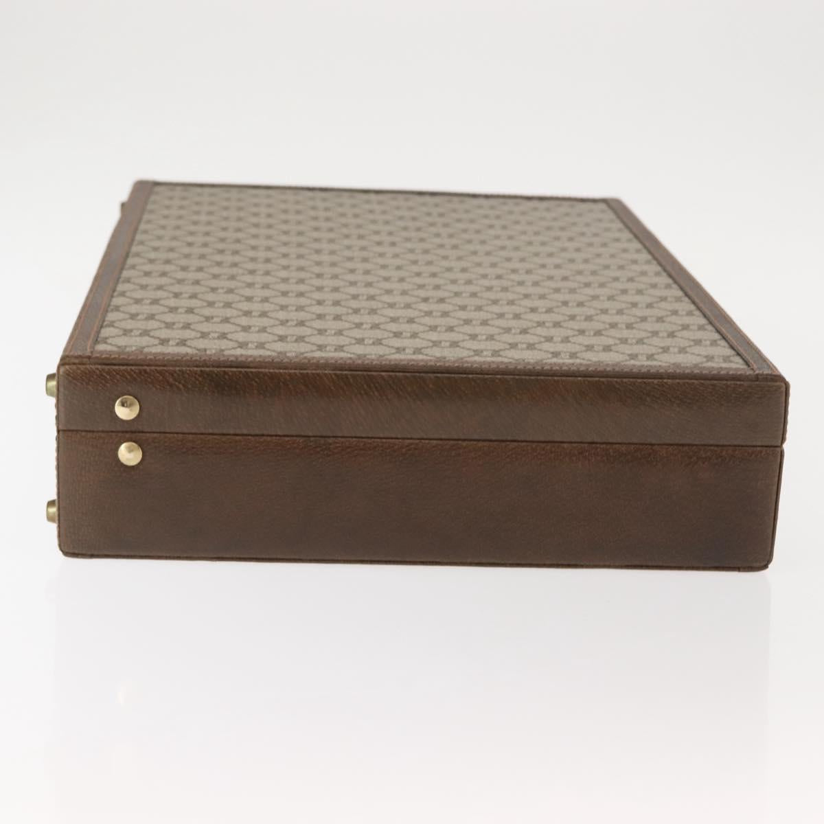 GUCCI GG Plus Supreme Attache Case PVC Beige Gold Auth 146488