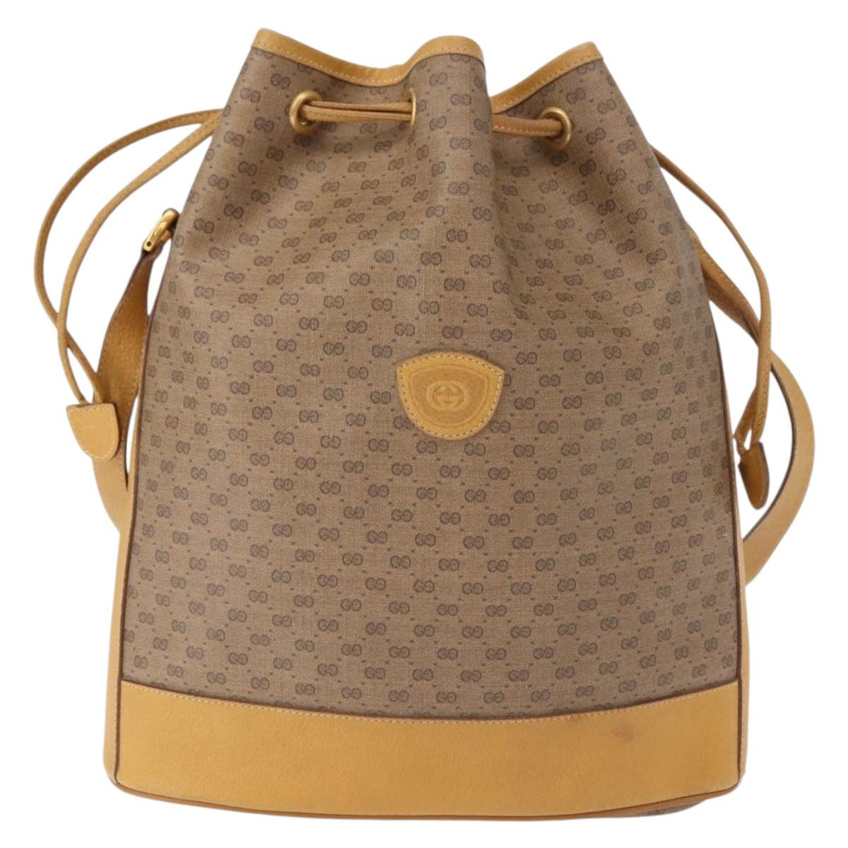 GUCCI Micro GG Supreme Shoulder Bag PVC Beige Gold 001 084 0850 Auth 146489