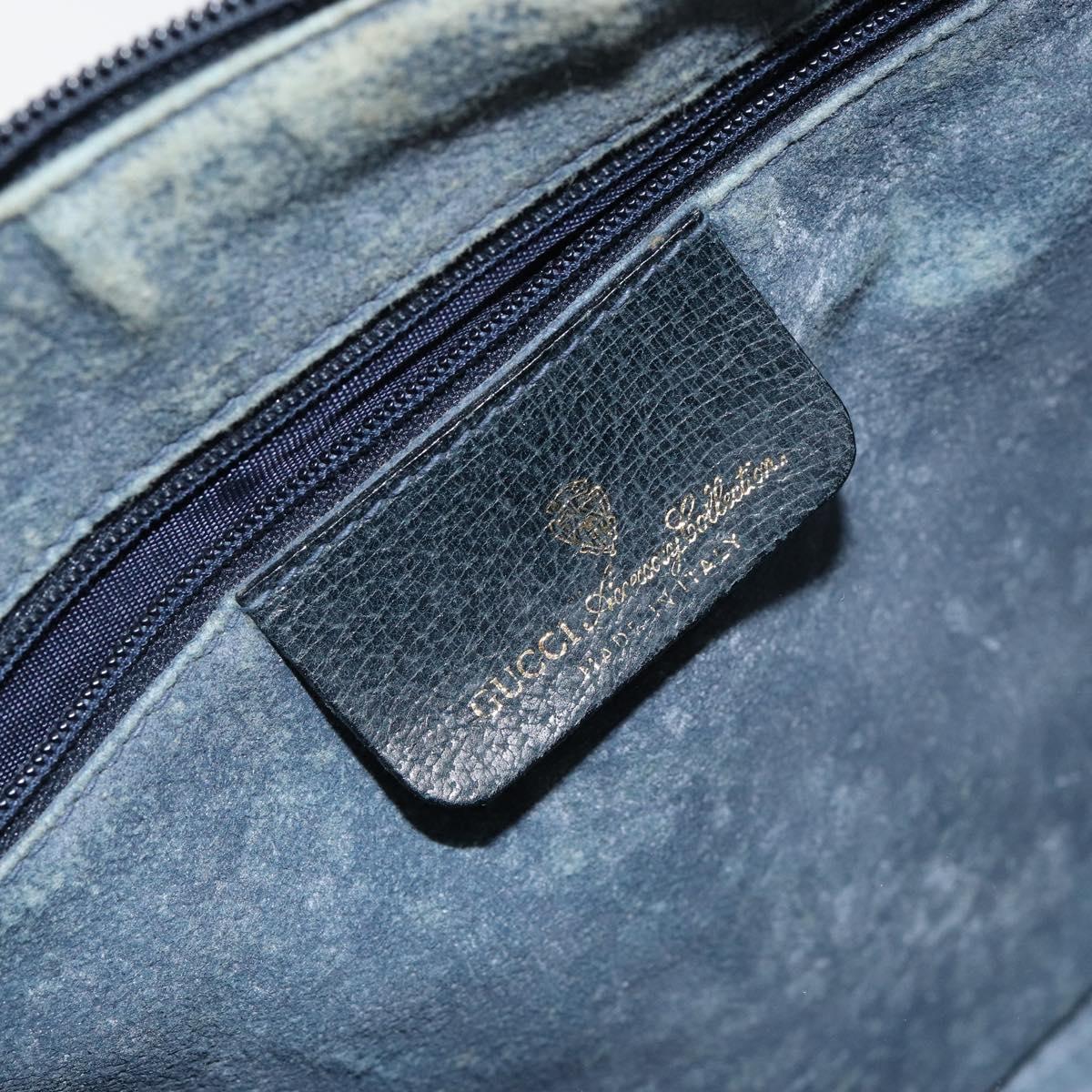 GUCCI GG Supreme Sherry Line Boston Bag PVC Navy Gold 39 02 007 Auth 146490