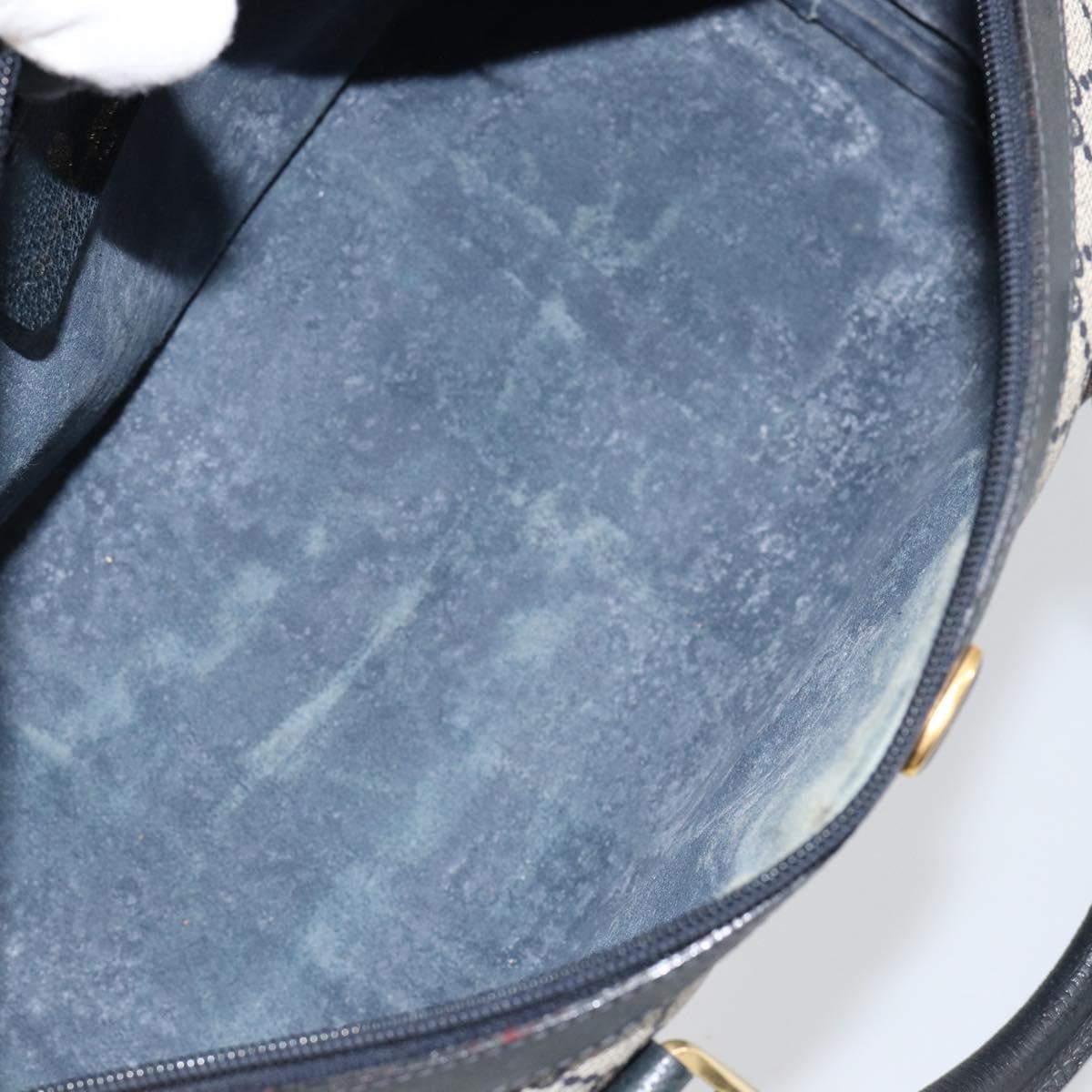 GUCCI GG Supreme Sherry Line Boston Bag PVC Navy Gold 39 02 007 Auth 146490