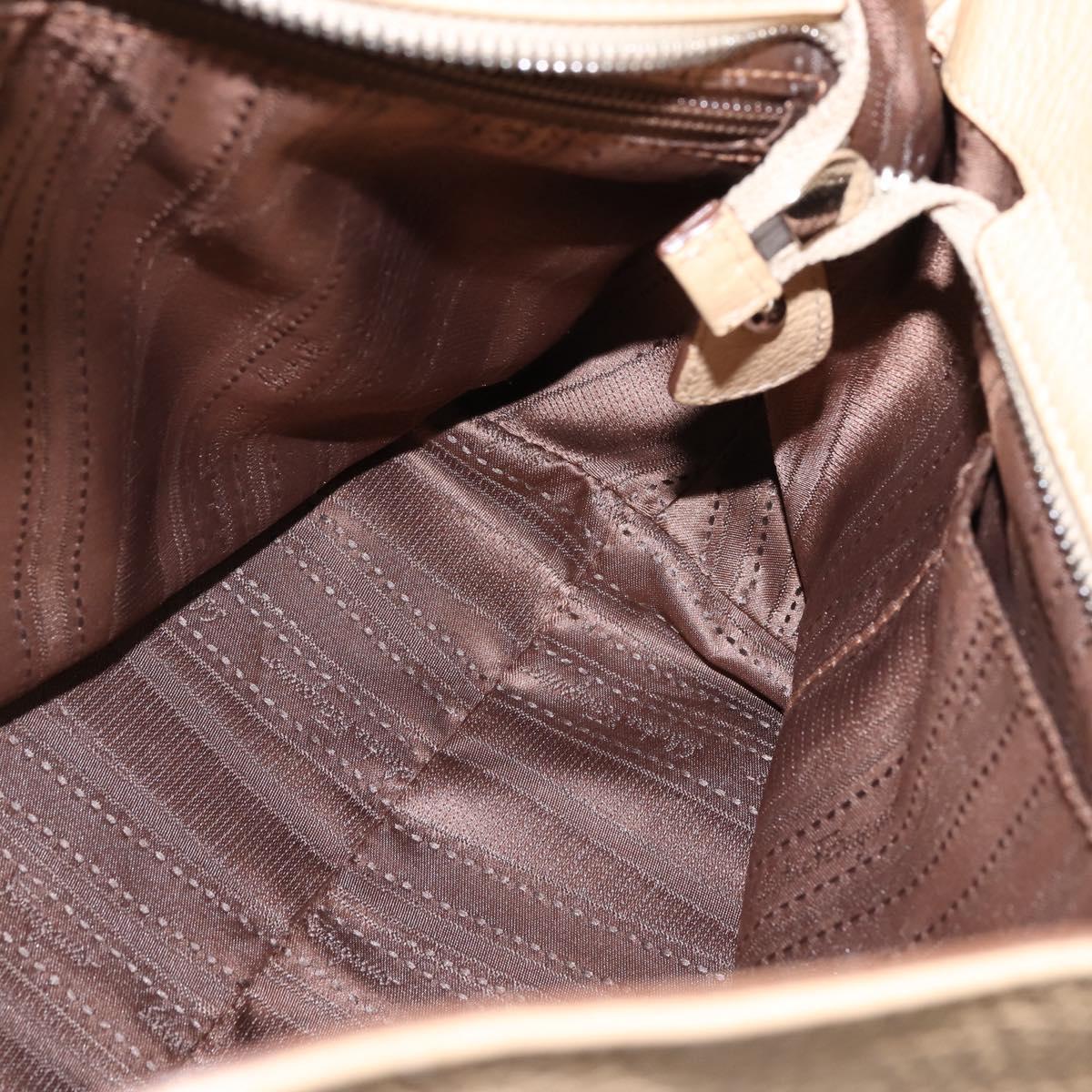 Salvatore Ferragamo Gancini Sofia Hand Bag Leather 2way Beige Silver Auth 146492