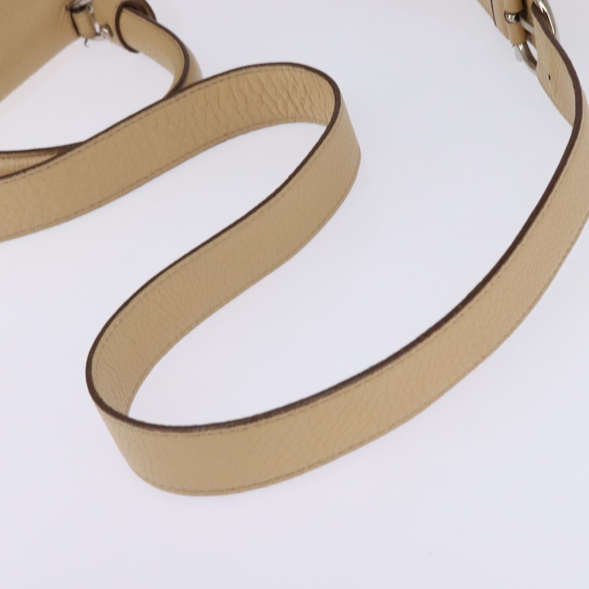 Salvatore Ferragamo Gancini Sofia Hand Bag Leather 2way Beige Silver Auth 146492