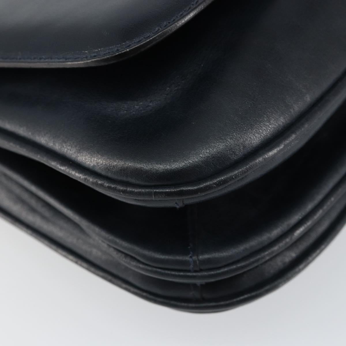 CELINE Horse Carriage Shoulder Bag Leather Navy Auth 146494