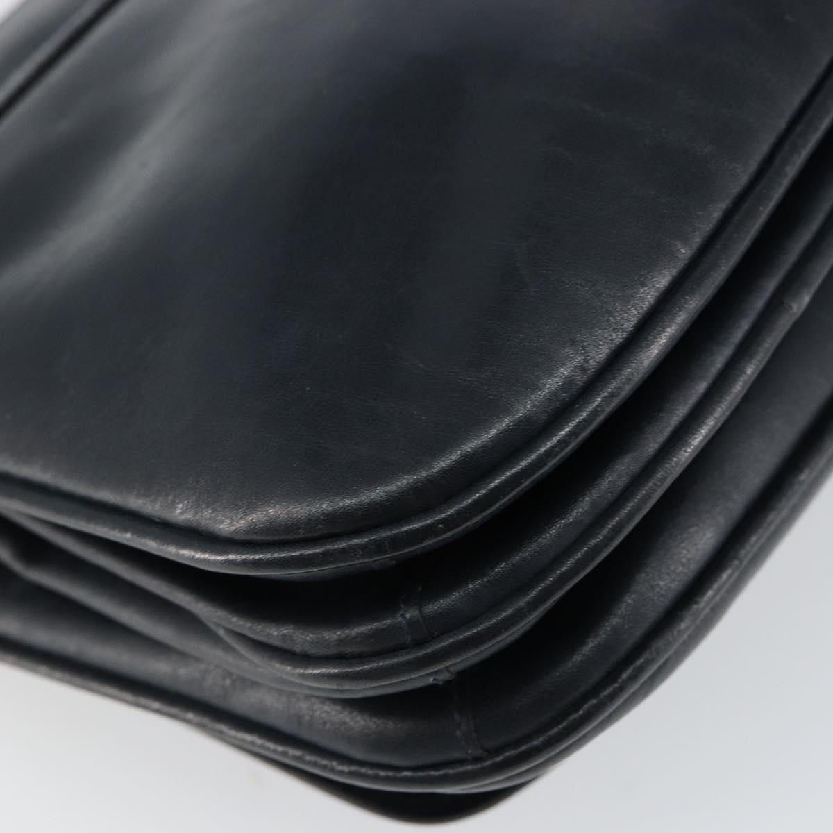 CELINE Horse Carriage Shoulder Bag Leather Navy Auth 146494