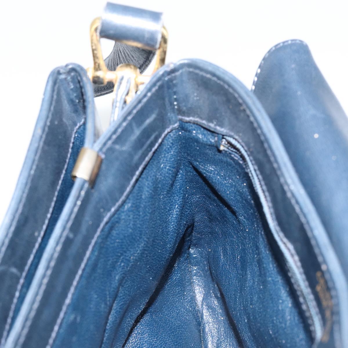 CELINE Horse Carriage Shoulder Bag Leather Navy Auth 146494