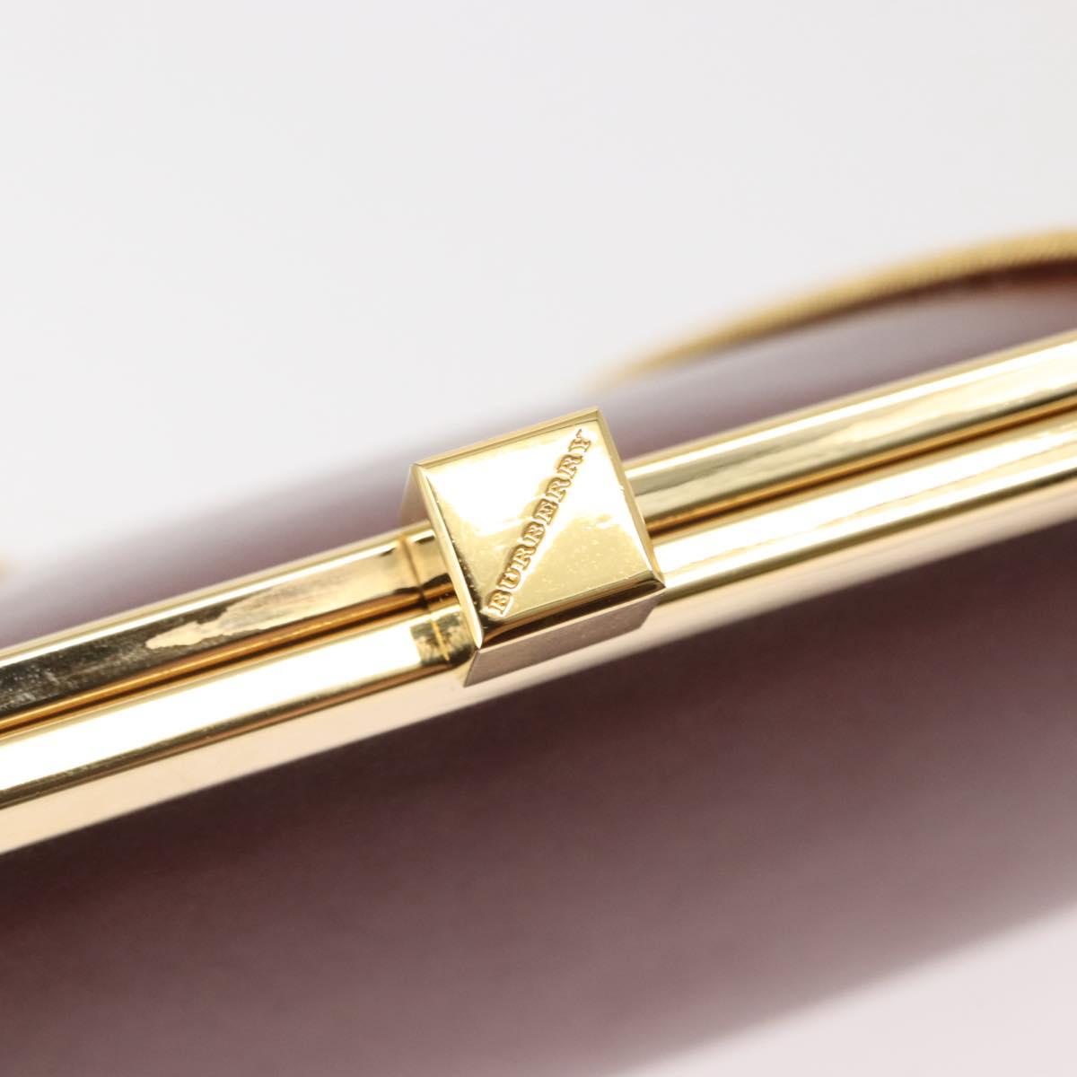 BURBERRY Chain Hand Bag Leather Bordeaux Gold Auth 146495