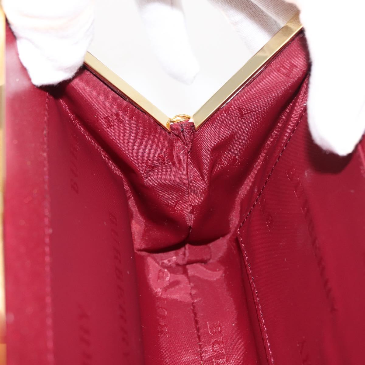 BURBERRY Chain Hand Bag Leather Bordeaux Gold Auth 146495