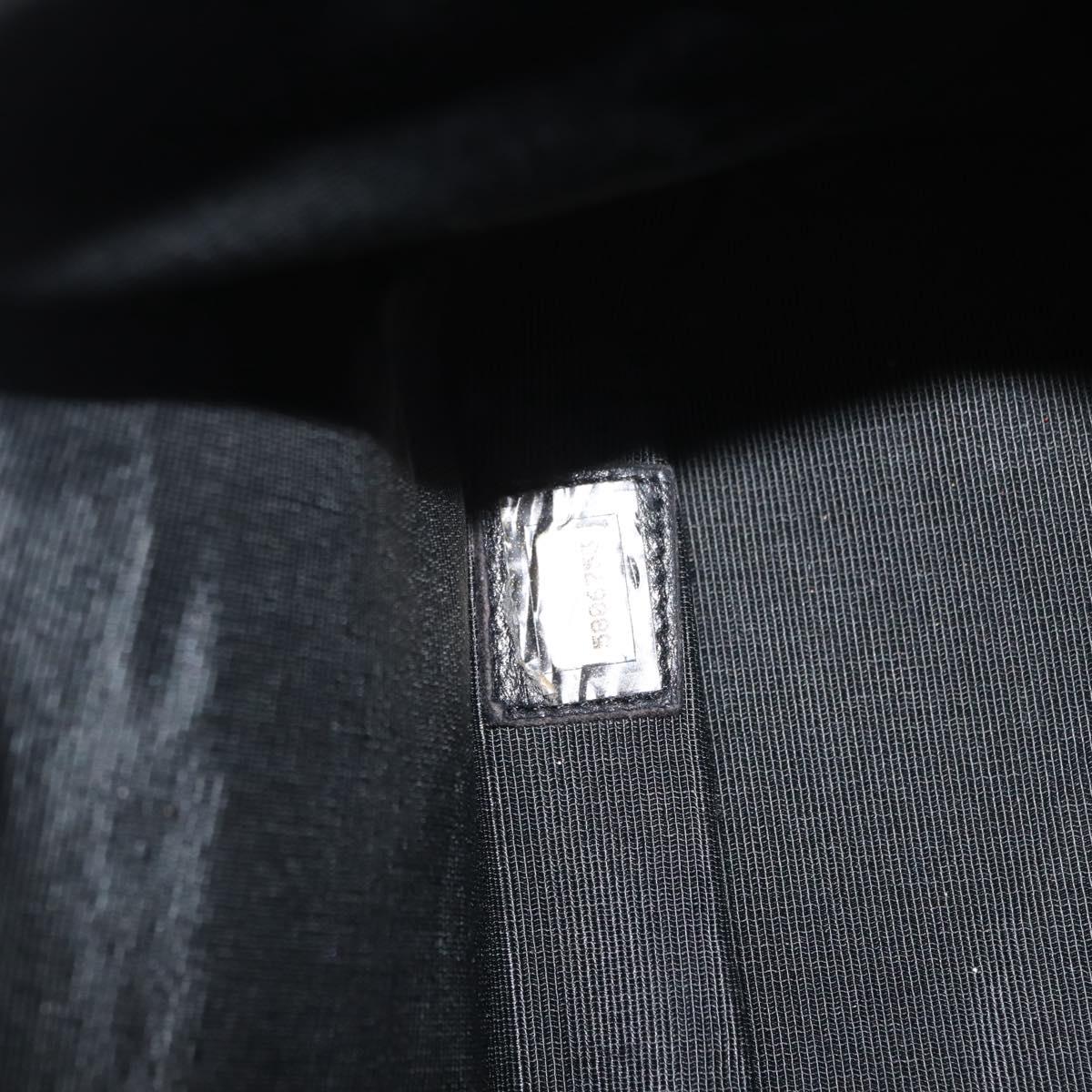 CHANEL Choco Bar Tote Bag Canvas Black Silver CC Auth 146496