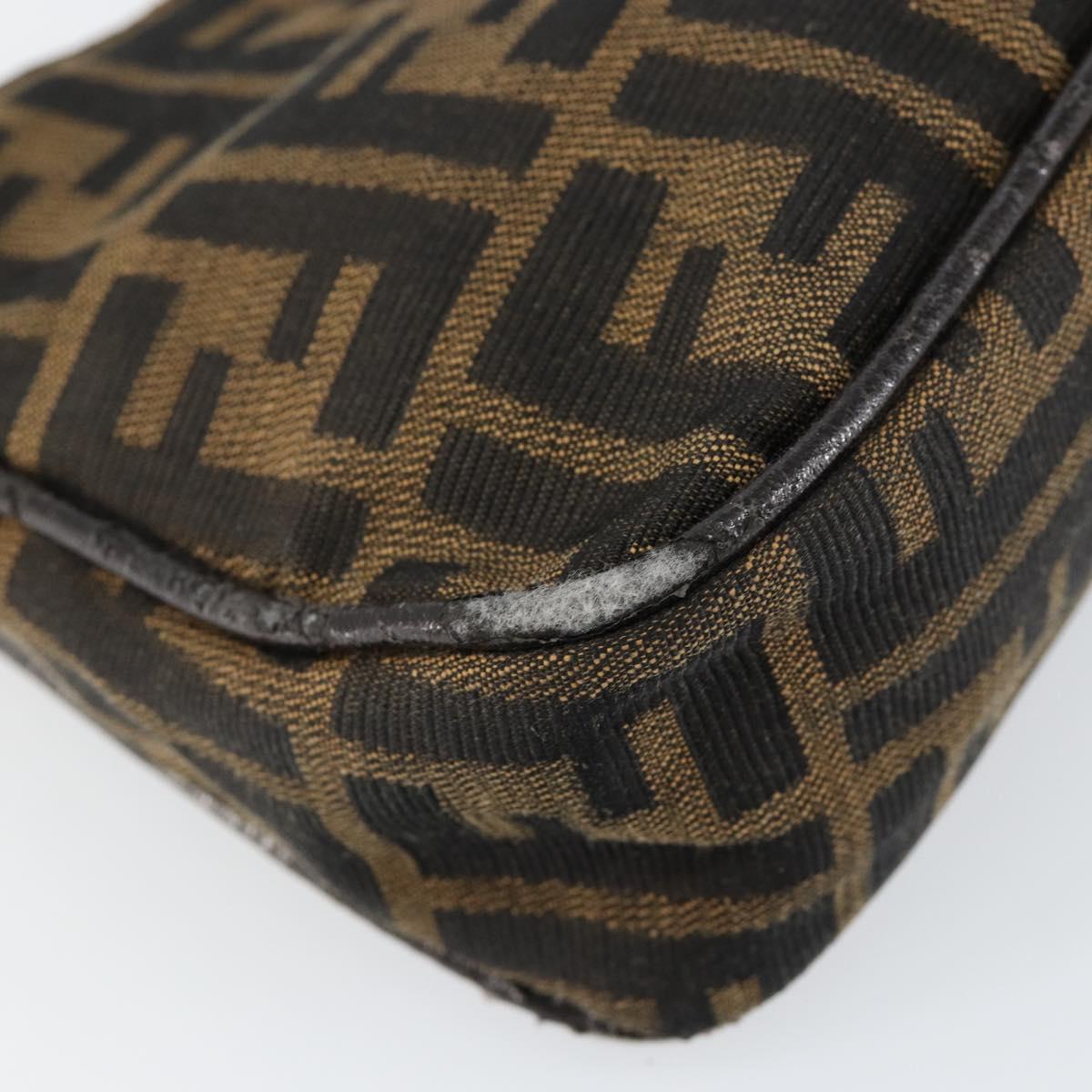 FENDI Zucca Canvas Shoulder Bag Black Brown Auth 146505