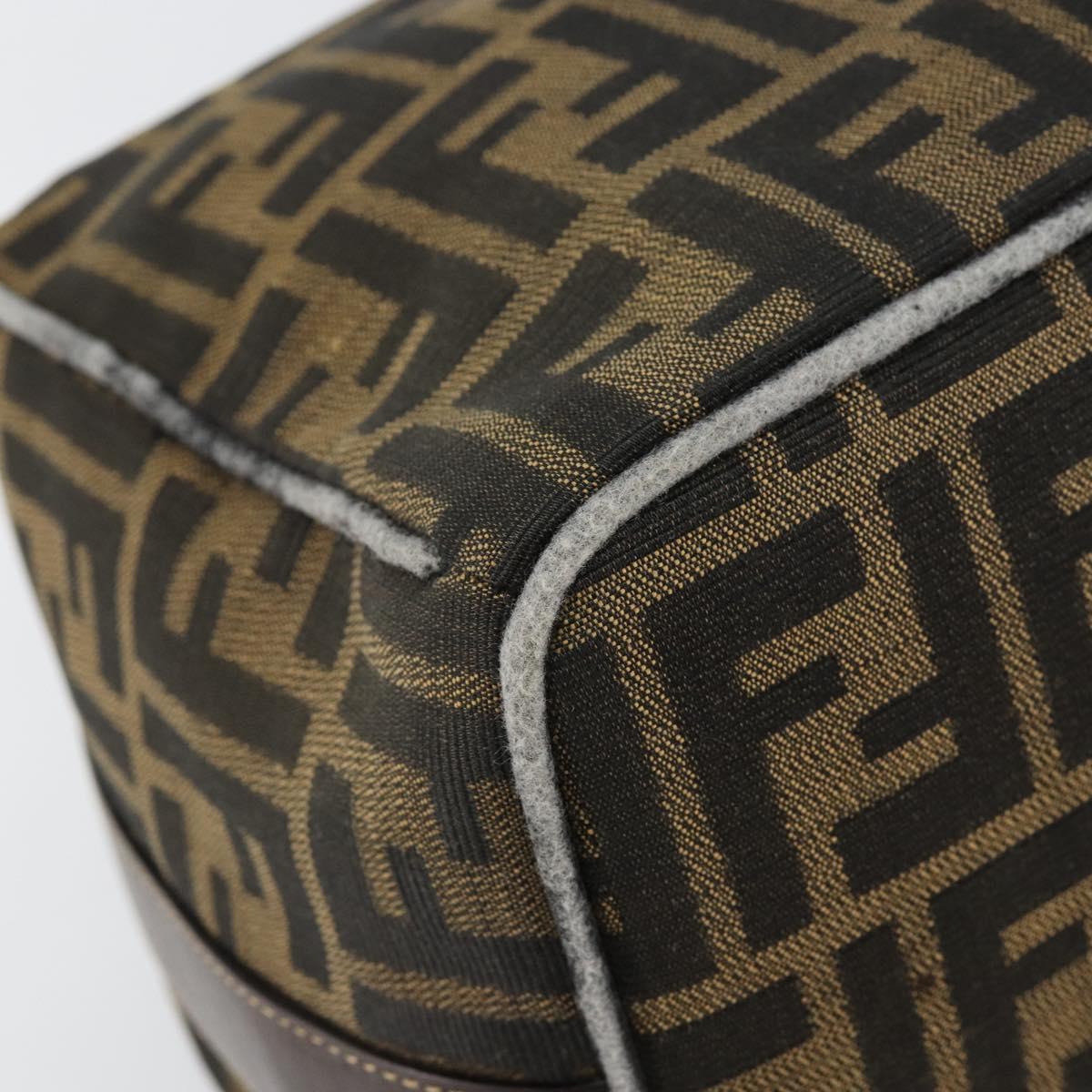 FENDI Zucca Canvas Vanity Hand Bag Black Brown Auth 146506