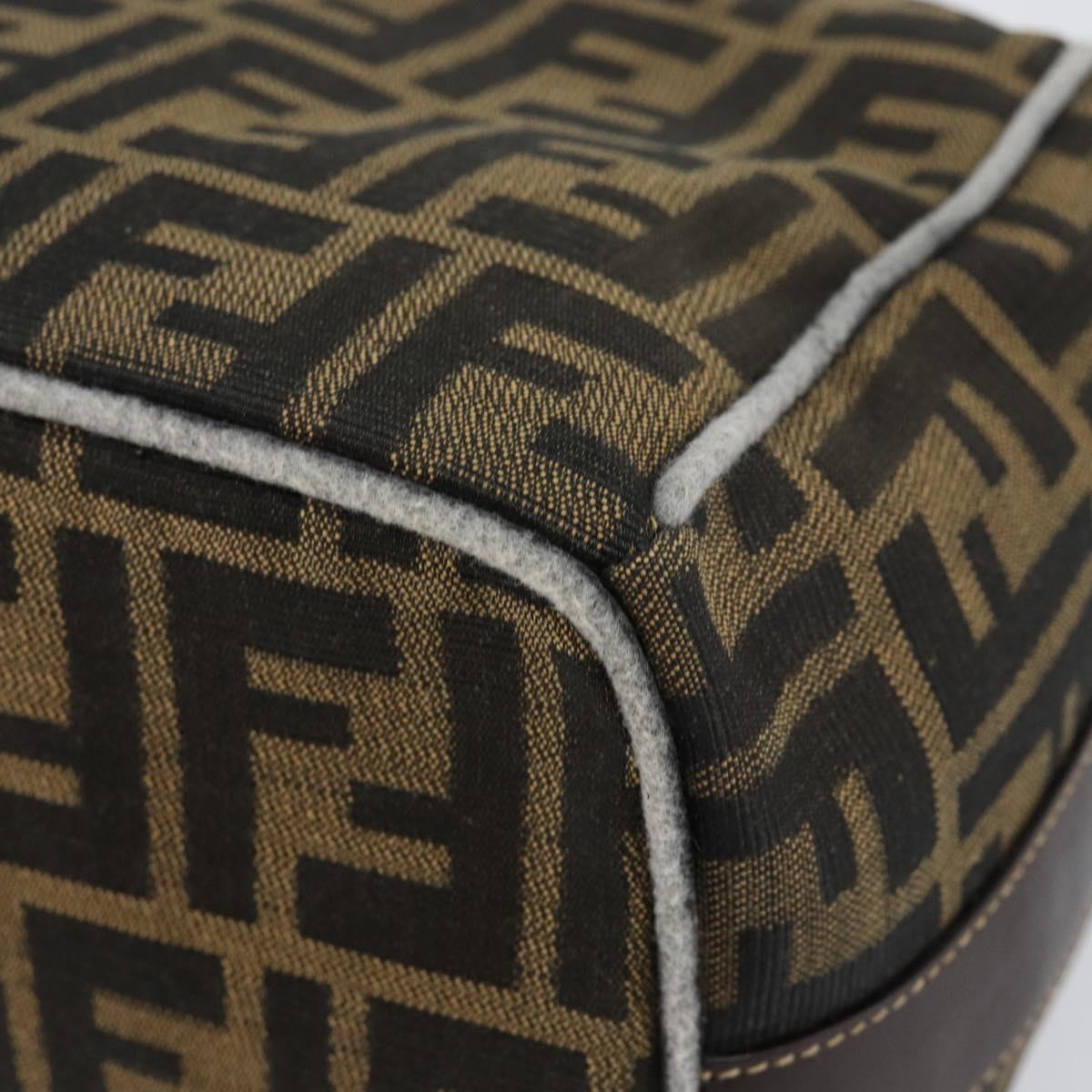 FENDI Zucca Canvas Vanity Hand Bag Black Brown Auth 146506