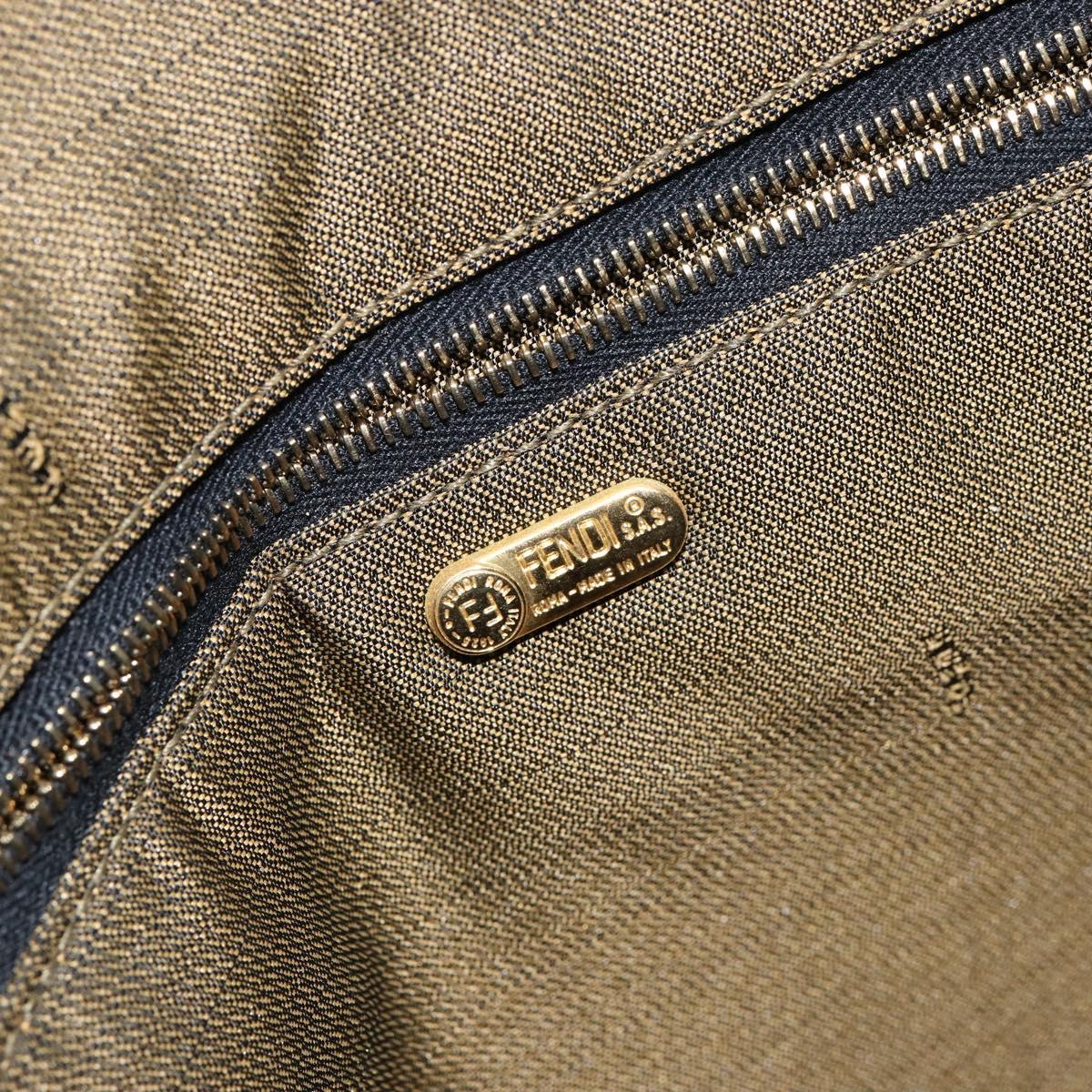 FENDI Zucca Canvas Vanity Hand Bag Black Brown Auth 146506