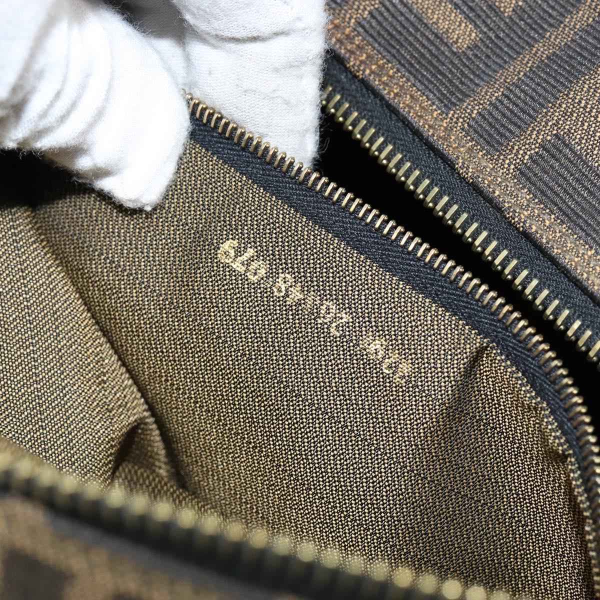 FENDI Zucca Canvas Vanity Hand Bag Black Brown Auth 146506