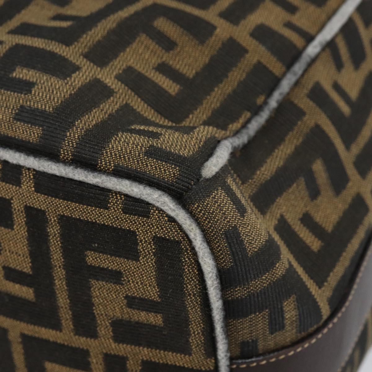 FENDI Zucca Canvas Vanity Hand Bag Black Brown Auth 146506