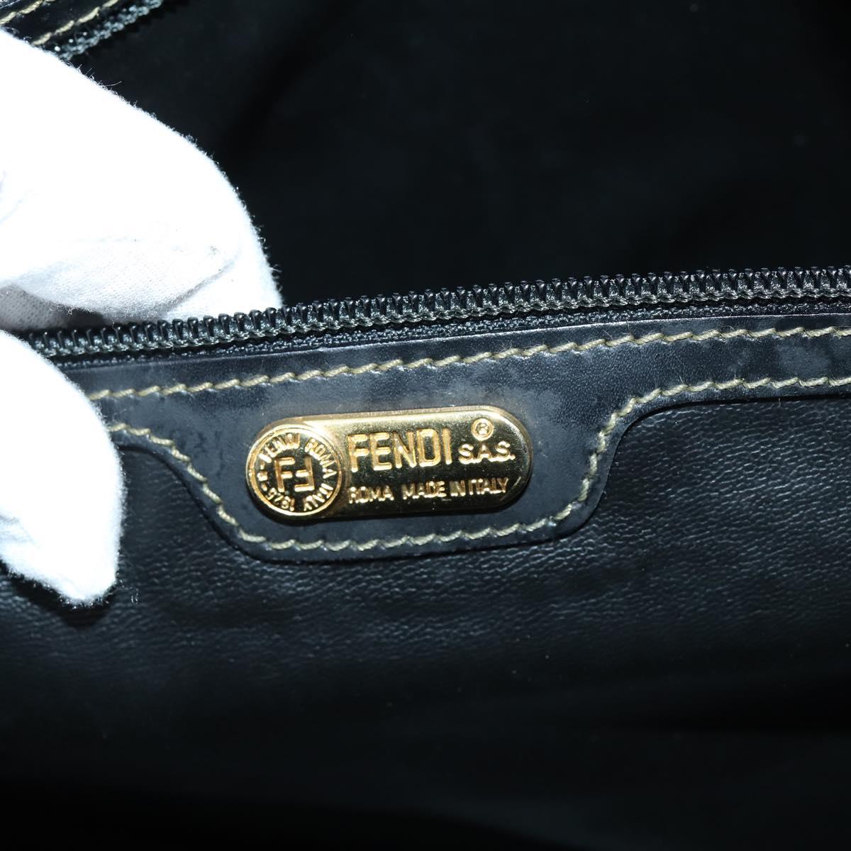 FENDI Zucca Canvas Boston Bag PVC Black Brown Auth 146507