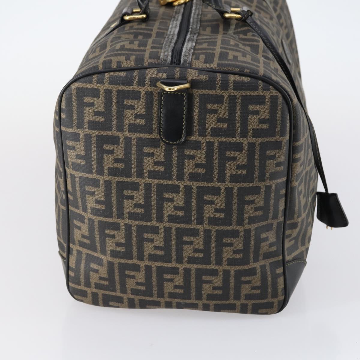 FENDI Zucca Canvas Boston Bag PVC Black Brown Auth 146507