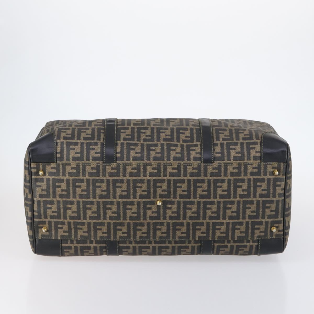 FENDI Zucca Canvas Boston Bag PVC Black Brown Auth 146507