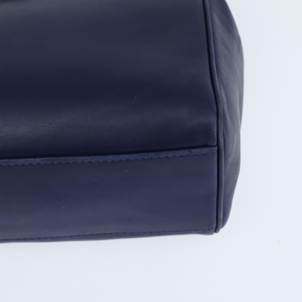 CELINE Circle Hand Bag Leather 2way Blue Gold Auth 146519