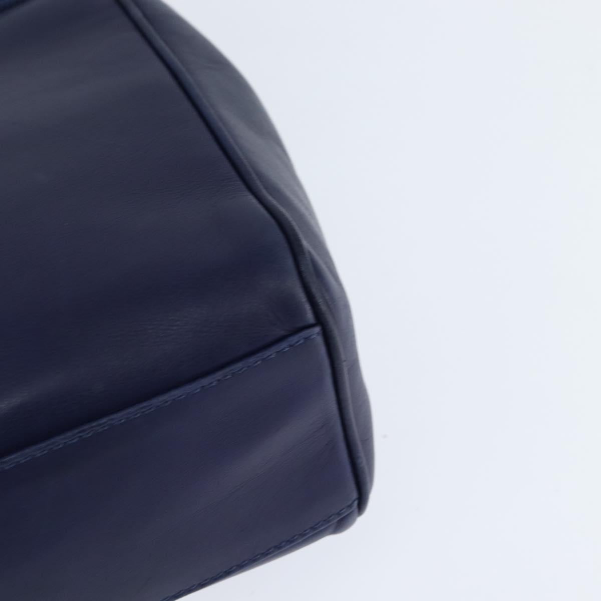 CELINE Circle Hand Bag Leather 2way Blue Gold Auth 146519