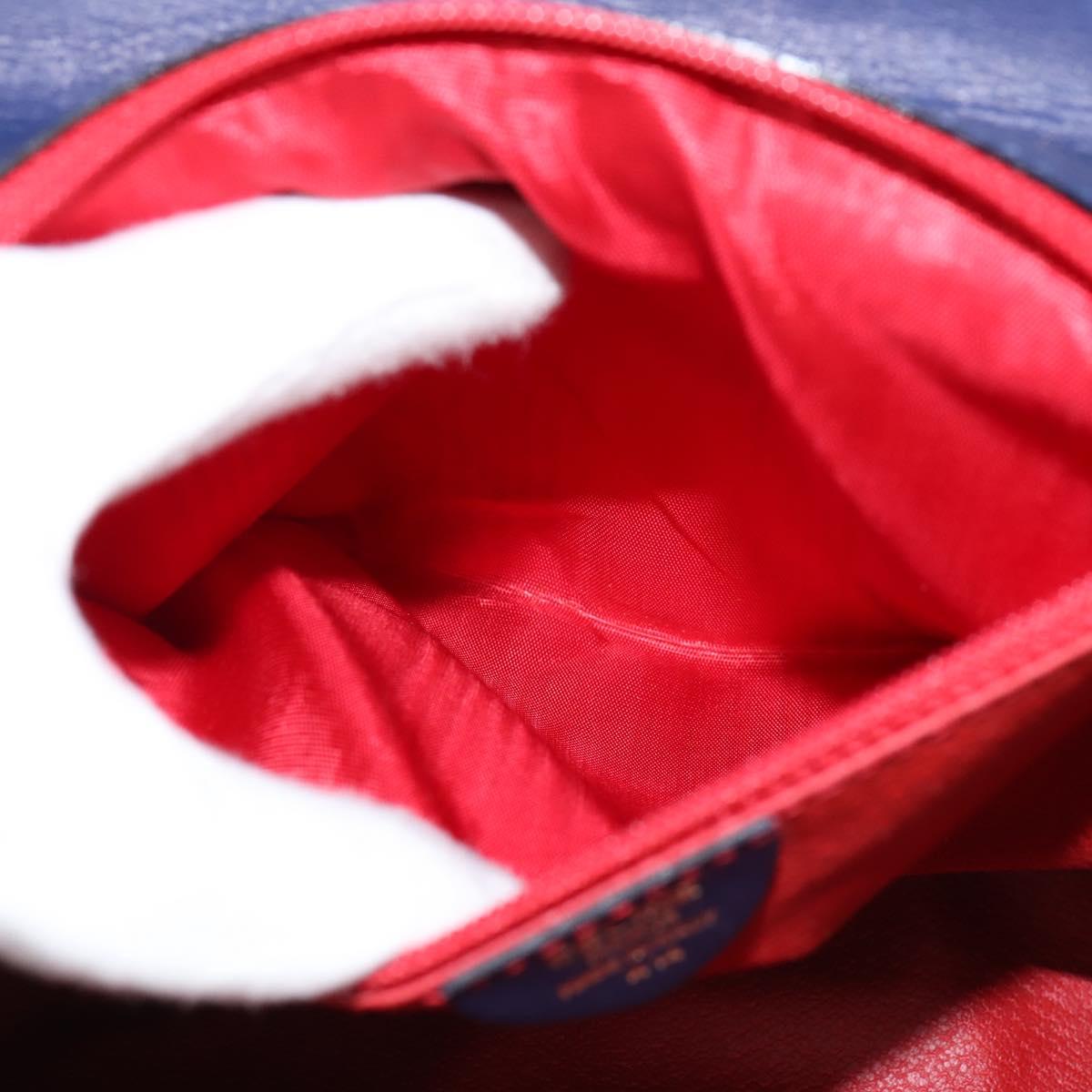 CELINE Circle Hand Bag Leather 2way Blue Gold Auth 146519