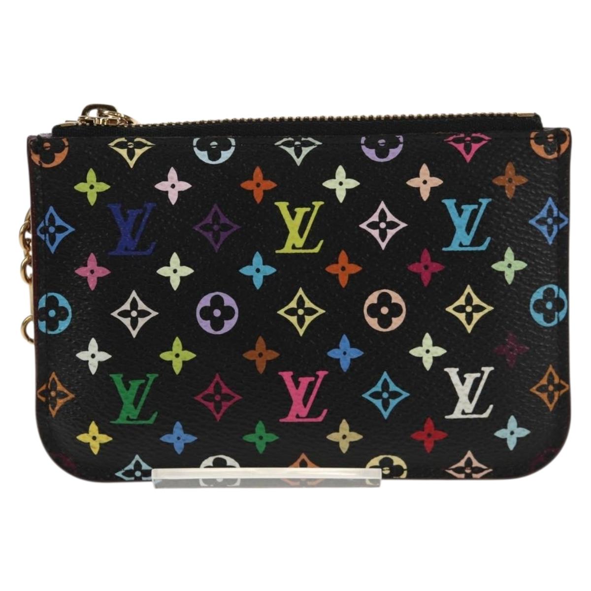 LOUIS VUITTON Multicolor Pochette Cles NM Coin Purse Black M60279 Auth 146522V